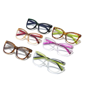 Fashionable oversized cat-eye eyewear set with multi-color frames and clear lenses
