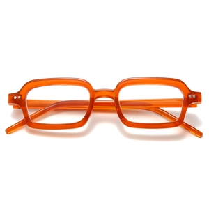 Classic rectangular oversized glasses in transparent orange finish for a stylish look