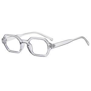 Modern geometric clear blue light blocking glasses with stylish hexagonal transparent frame