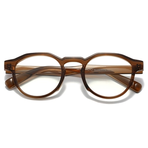 Retro round amber TR90 eyeglasses frame for women with blue light blocking lenses