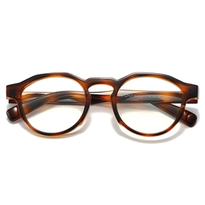 Retro round tortoise shell TR90 eyeglasses frame for women with blue light blocking lenses