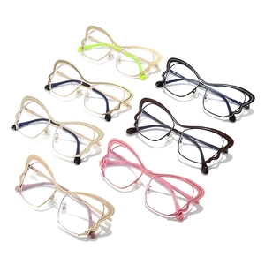 Fashion butterfly shaped metal eyewear frames in seven vibrant colors for stylish women