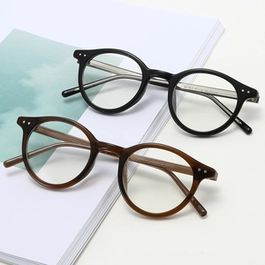 Lunettes rétro monture ovale noire et écaille avec verres anti-lumière bleue