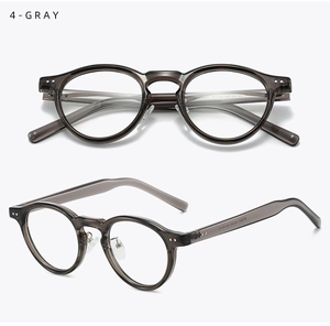 Detailed view of gray transparent TR90 round frame with high quality metal nose pads