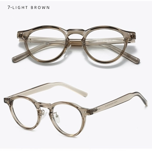 Detailed view of light brown TR90 glasses frame showing front and side perspectives