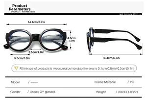 Tableau des tailles détaillé montrant les dimensions et le poids des lunettes en PC