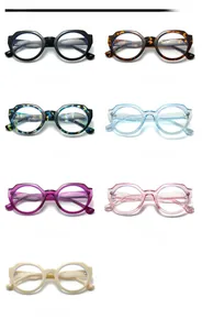 Présentation détaillée de montures de lunettes ovales vintage en sept coloris stylés