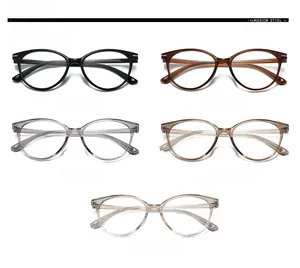 Multiple color options of retro TR90 eyeglasses frames shown in five distinct finishes