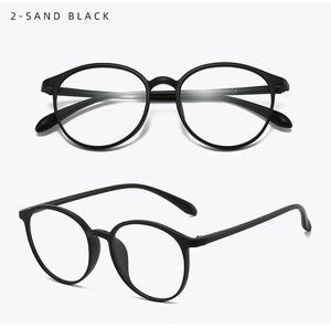 Detail of sand black round eyeglass frame model 7121 with soft matte finish texture