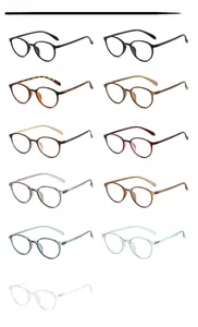 Multiple color options for retro round TR90 glasses frames including black and leopard