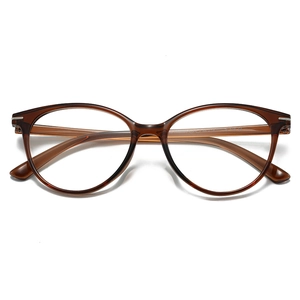 Classic translucent brown TR90 full-rim glasses with stylish metal corner accents