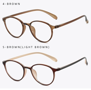Detailed comparison of brown and light brown TR90 vintage round glasses frames