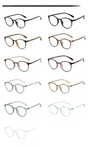 Detailed catalog of retro round glasses frames in eleven diverse color variations