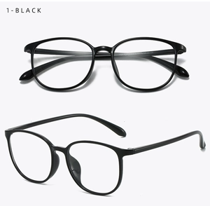 Detailed view of lightweight black round TR90 glasses frames with matte finish