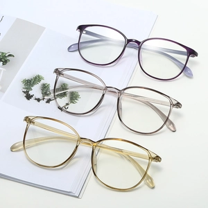 Retro ultra-light TR90 anti-blue light round frame glasses in multiple colors