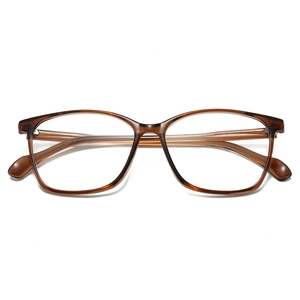 Minimalist square TR frame glasses in amber tortoiseshell finish with blue light filter