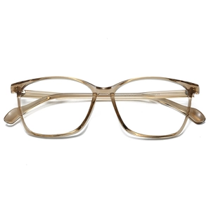 Translucent amber square TR frame glasses with anti-blue light lenses and retro large design