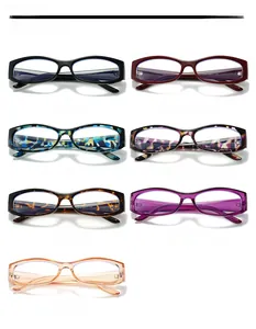 Detailed grid showing seven color options for stylish anti-blue light glasses frames