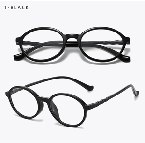 Détail de lunettes de lecture rondes TR90 avec texture ondulée sur les branches noires
