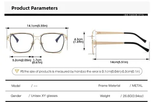 Detailed technical drawing of geometric metal glasses frames with precise measurements