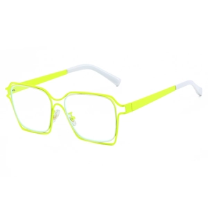 Fashionable oversized rectangular fluorescent yellow frames with double-layered structure
