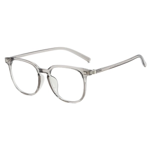 Stylish transparent grey TR90 large square frame glasses with lightweight optical design