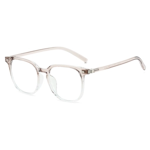 Fashionable TR90 oversized square eyewear frame in translucent champagne with metal hinges