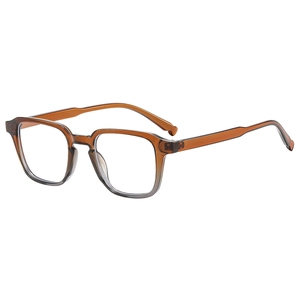 Occhiali quadrati marrone ambra classici con lenti anti-luce blu in stile vintage