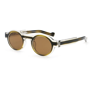 Retro-Rundsonnenbrille mit dunkelbraunen Gläsern und modischen zweifarbigen Rahmen