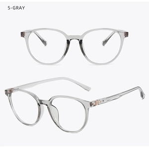 Detail view of transparent grey round frames with rose gold metal hinges and hinges design