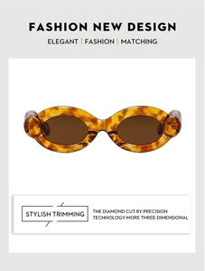 Detail view of oval tortoise shell sunglasses featuring precision 3D diamond cut technology