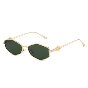Lunettes De Soleil Polygonales À La Mode Monture Métallique Protection UV400 Rétro Hexagonale Pour Hommes Femmes