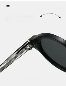 Macro detail of high durability metal hinge on oval frame acetate sunglasses