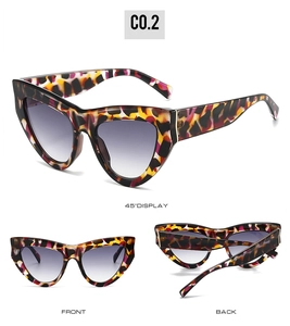 Détails des lunettes de soleil œil de chat à motif léopard avec verres dégradés