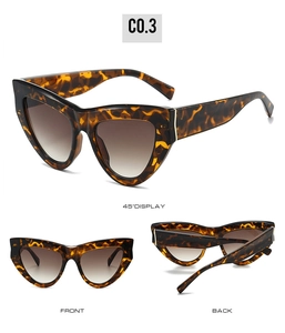 Lunettes de soleil œil-de-chat à motif léopard avec verres bruns et charnières en métal