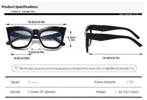 Guide des tailles détaillé et spécifications pour monture de lunettes géométriques