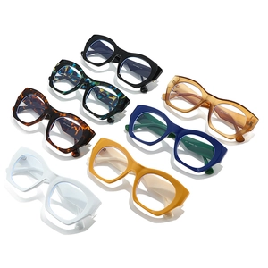 Retro cat-eye thick frame glasses in multiple colors featuring blue light blocking lenses