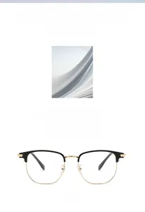 Detail view of model 9660 semi-rimless TR90 business glasses with black and gold frame
