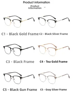 Six different color options for lightweight semi-rimless TR90 business optical frames