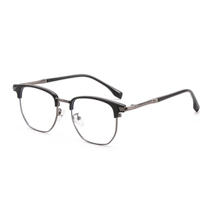 Retro TR90 Metal Half Rim Browline Optical Glasses Frame For Men Women Business Anti Blue Light Blocking Eye Glasses