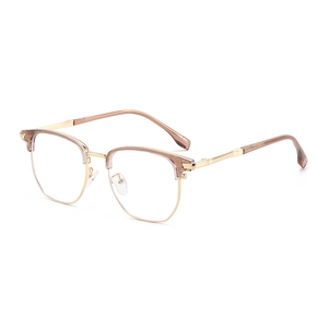 Business style TR90 browline glasses frame with ultra-light semi-rimless retro amber finish