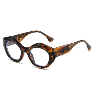 Retro tortoise shell thick frame oval sunglasses for women with blue light lenses