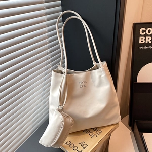 Sac fourre-tout minimaliste blanc en tissu Oxford avec bandoulière et pochette