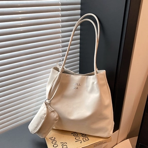 Sac bandoulière blanc minimaliste en tissu oxford avec petite pochette assortie