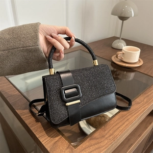 Sac Bandoulière Carré Rétro Pour Femme Mode Paillettes Brillantes Sac À Main En Cuir PU Avec Boucle Métallique Sac À Épaule Tendance