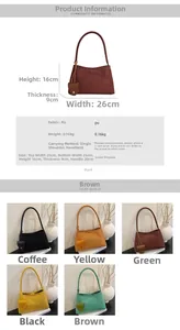Detailed dimension guide and color selection for this vintage PU leather underarm bag