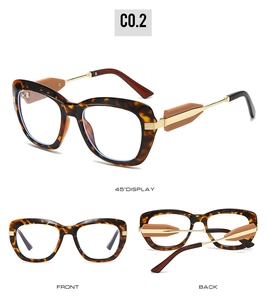 Detailansicht der Cat-Eye-Brille in Schildpatt-Optik mit goldenen Bügeln und Akzenten