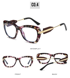 Drei Ansichten der Schildpatt-Cat-Eye-Brille mit goldenen Metallbügeln und schwarzen Bügelenden