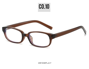 Detailed 45-degree side view of dark brown square frame blue light blocking glasses