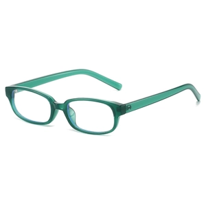 Retro deep green translucent square frame glasses with anti-blue light clear lenses